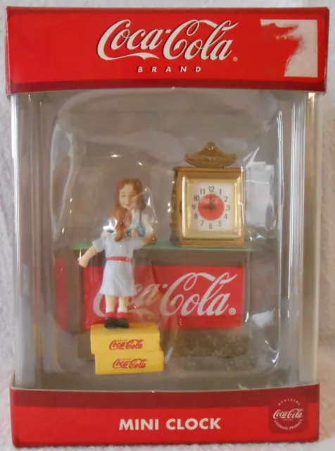 Vintage Coca-Cola mini clock CCM102 Girl at Counter Buying a Coke NIB ships free