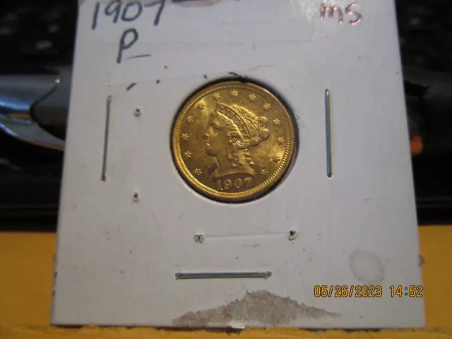 1907 P Gold $2.50 Quarter Dollar Mint State +++++