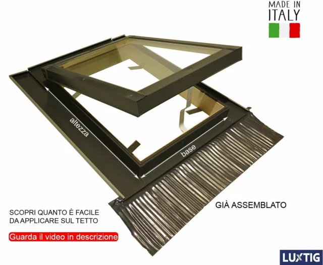 Lucernario Finestra da Tetto Skylight - Made in Italy In Legno + Alluminio