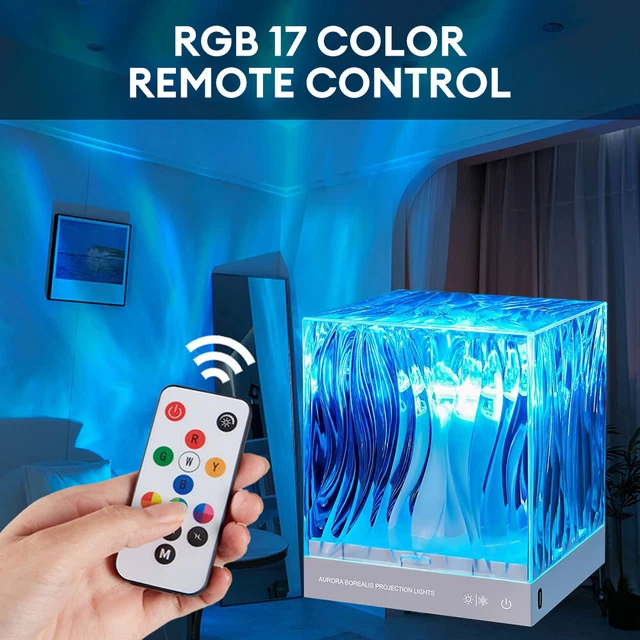 NORTHERN LIGHTS CUBE 17 RGB Colors Dynamic Water Wave Night Light with ...