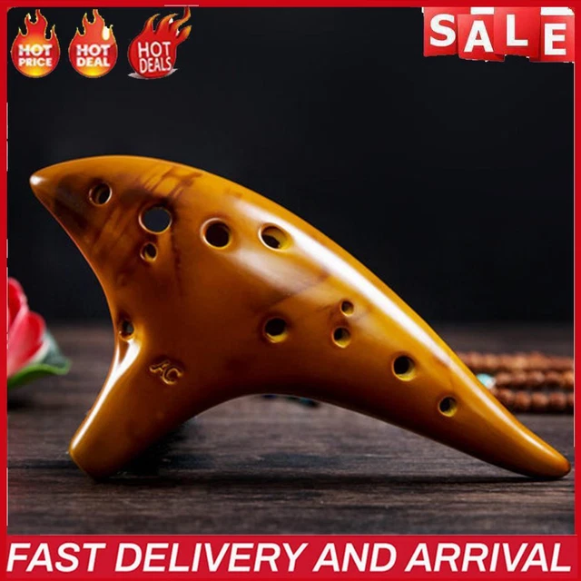12 Hole Ocarina Flute with Protective Bag Alto C Tone Smokey Fired Ocarinas