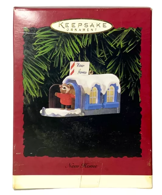 Vintage 1996 Hallmark Keepsake Christmas Ornament NEW HOME Chipmunk in Mailbox