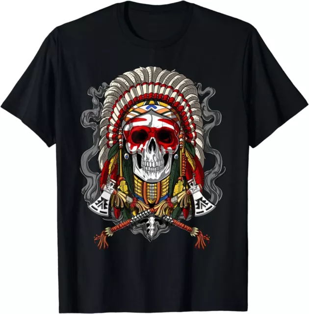 New Limited Native American Chief Skull Indian Headdress T-Shirt Free Shipping