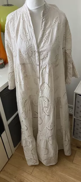 Italian Cream Cotton Maxi Dress Size 12-14