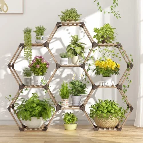 Hexagonal Plant Stand Indoor Plant Stand for Multiple Plants Outdoor Large