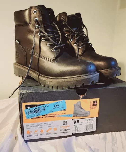 Timberland Pro Direct Attach 6'' Steel Toe Men Work Boots Color Black Size 9.5M