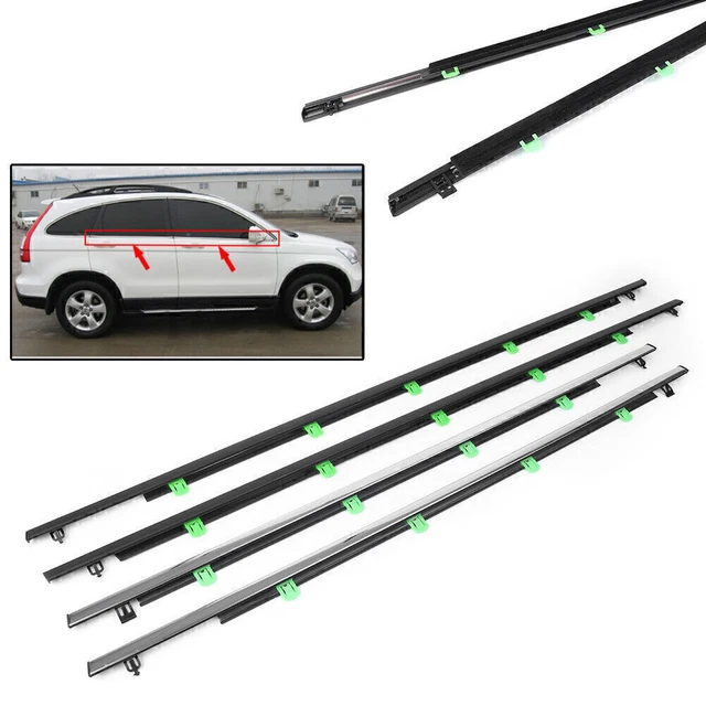 4x Window Moulding Trim Weatherstrips Seal Belt For Honda CR-V 07-11 Chrome