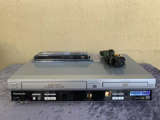 Serviced Panasonic NV-VP33 Combo VCR DVD player + Video VHS Recorder Remote RCA