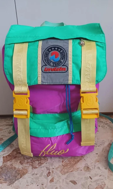ZAINO INVICTA FLUO VINTAGE MADE IN ITALY ANNI '90 school backpack