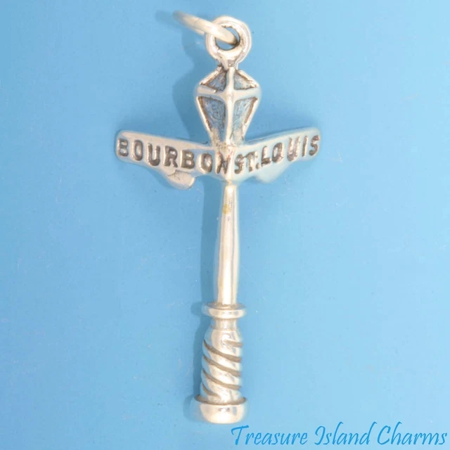 NEW ORLEANS LAMP Post Sign Bourbon Street St Louis 3D 925 Sterling