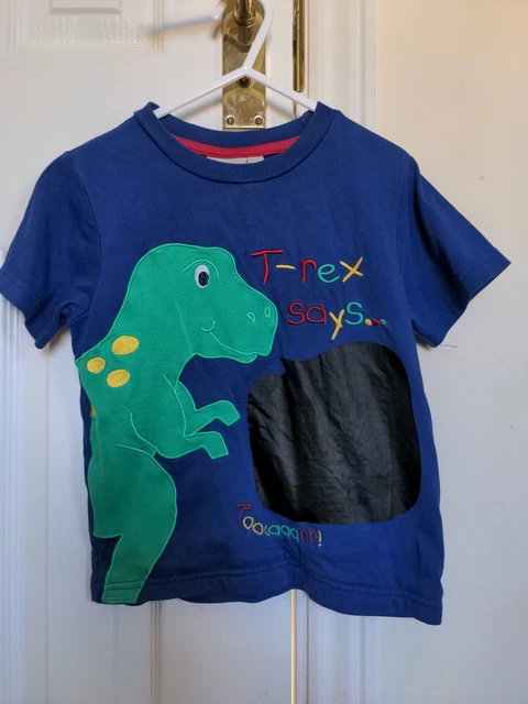 JoJo Maman Bebe Blue Dinosaur Chalkboard T-shirt Age 3