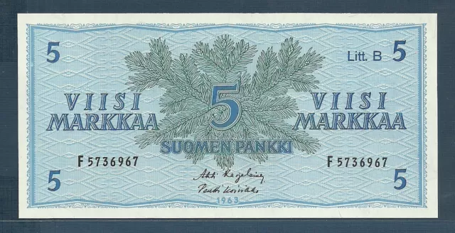 Finland 5 Markkaa, 1963, Litt. B, P.106Aa, UNC