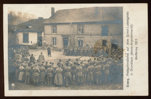 Foto AK - Feldgottesdienst in Grandham Aisne Argonnen Frankreich - 1.WK
