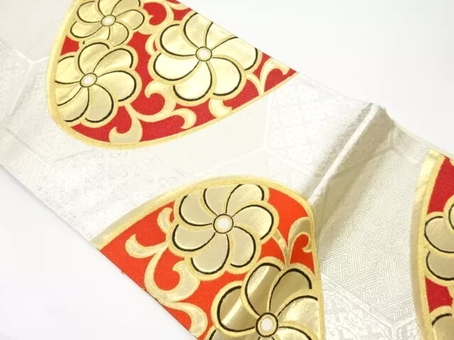 6241510: Japanese Kimono / Vintage Fukuro Obi / Woven Flower Arabesque