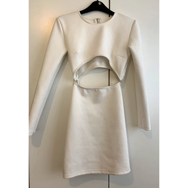 IN THE STYLE Sarah Ashcroft White Asymmetric Shirt Dress Size 8 10.00 PicClick UK