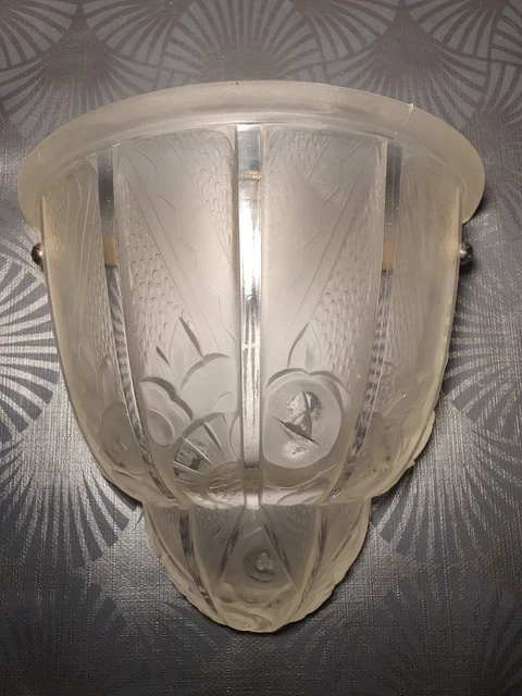 ancienne applique murale lampe art déco HETTIER & VINCENT vasque en verre lustre