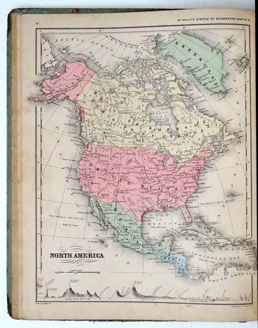 1866 POST CIVIL WAR Antique McNALLY'S ATLAS Map Book INDIAN TERRITORY
