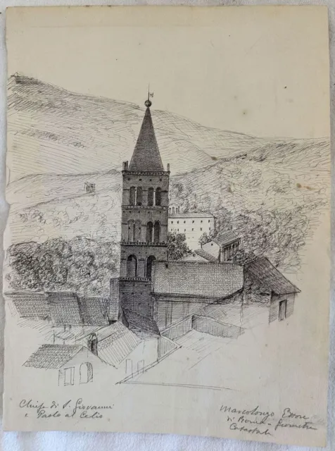 Chiesa Di San Giovanni E  Paolo Al Celio Ettore Marcolongo Disegno A China Roma