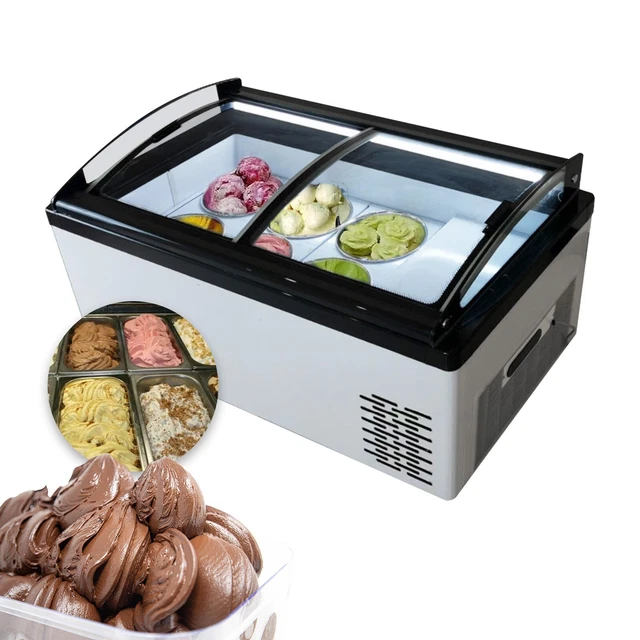 Vaseni Hard Gelato Ice Cream Display Showcase Ice cream Display 6 bucket