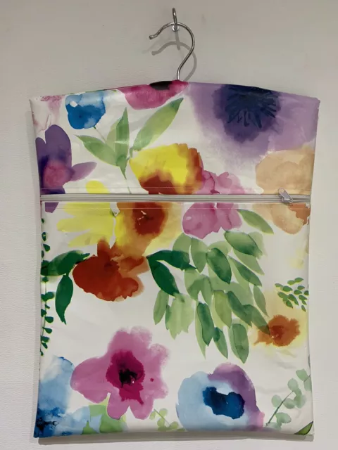 Hand Made Oilcloth Peg / Hanging Storage Bag - Zipped 12½" x 16" Summer Floral