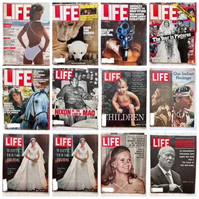 Life Magazine Vintage 1970’s 1980’s Bundle of 12 Rare Nixon Diana Brooke Raquel