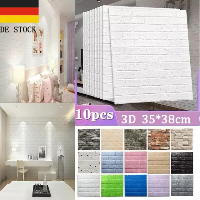 10 SET 3D Tapeten Selbstklebend Steinoptik Wandpaneele Ziegelstein Wandaufkleber