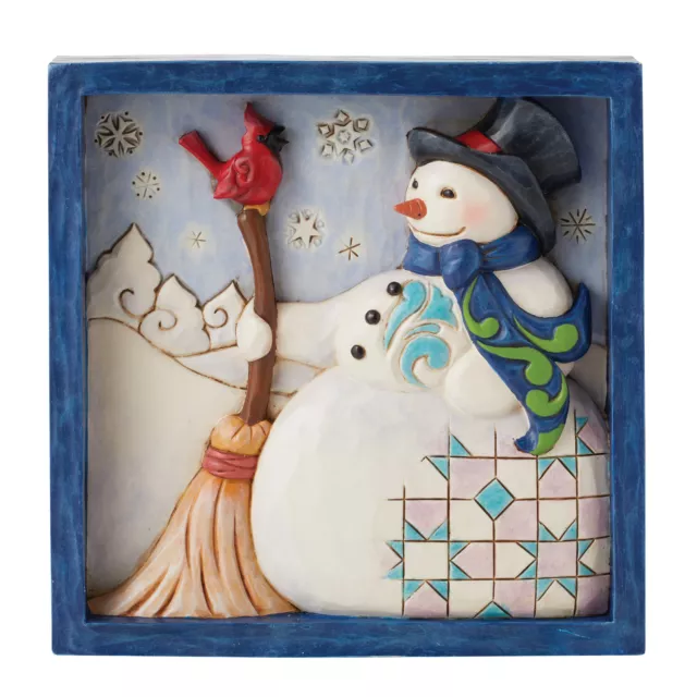 Enesco Jim Shore Heartwood Creek Snowman with Broom Decorative Plaque 6.5 Inch
