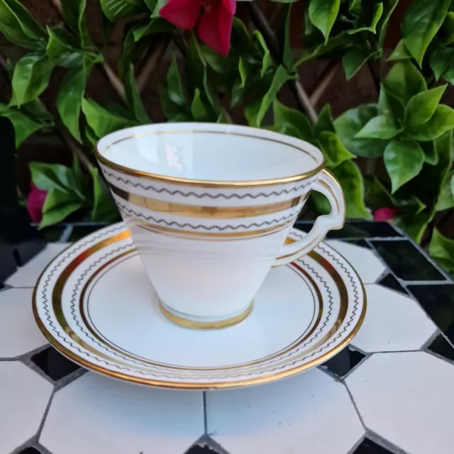 Vintage Chapmans Longton Ltd Standard China Art Deco Shape Tea Cup Saucer Duo