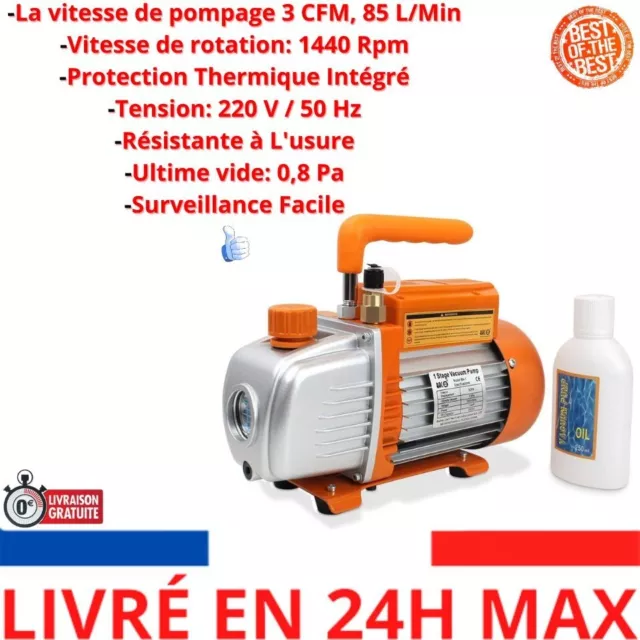 BACOENG 3CFM Pompe à dépression 85 Lt/Min Haute qualité 220 V 50 Hz 1/4 HP Puiss