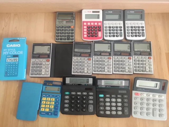 Lote de 14 Calculadoras. Funcionando. (Casio, Citizen, Texas Instruments, Milan)