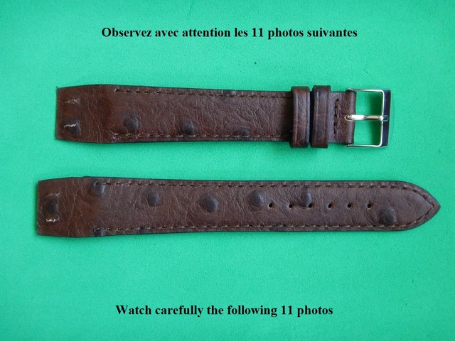 Bracelet De Montre 16mm En Galuchat Véritable Bleu Poli, Fait Main En France, Unisexe - Neuf Sans étiquette