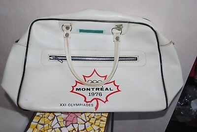 sac de sport vintage Jeux Olympiques de Montréal 1976 simili cuir blanc