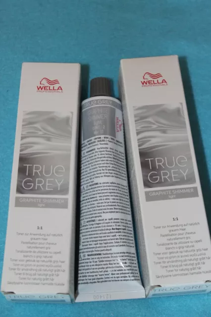 2x60ml WELLA TRUE GREY HAARFARBE graphite shimmer light FÜR GRAUE HAARE