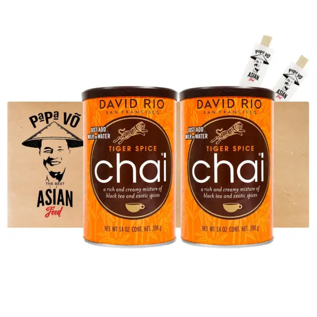 2x398g David Rio Tiger Spice Chai Tea Chai Tee Schwarzteepulver mit Gewürzen