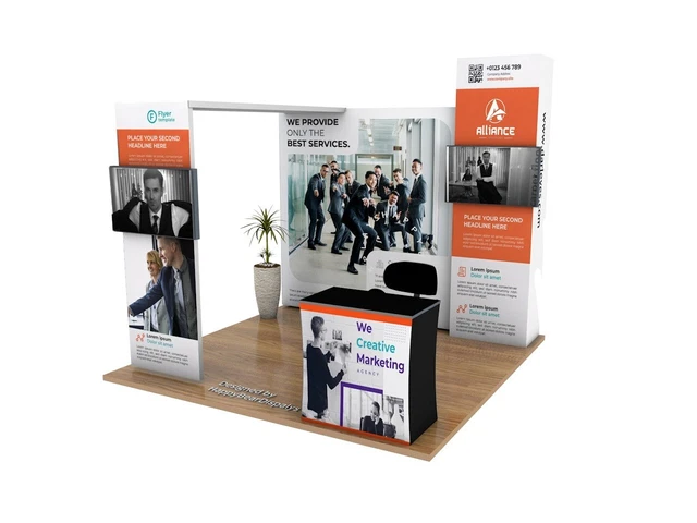 trade show display booth custom graphic exhibition backdrop E7 two TV supported trade show display booth custom graphic exhibition backdrop E7 two TV supported