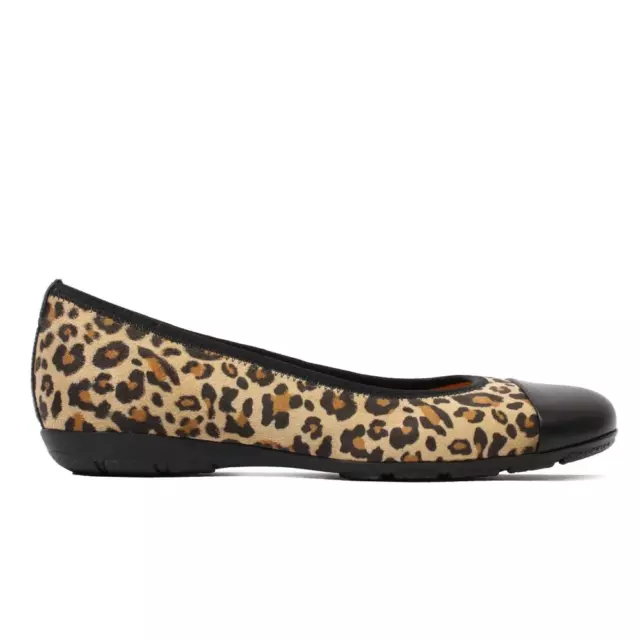 Gabor Women's 34.161.42 Cap Toe Ballerina Flat - Natural/Black Leopard Print NWB 2