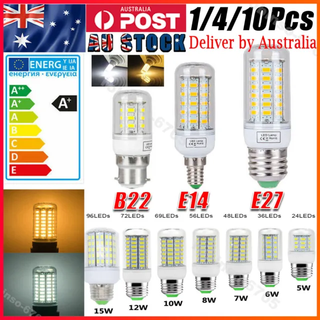 1/4/10 LED Corn Bulb E27 E14 B22 5W 7W 10W 12W 15W 5730SMD Globe Lamp Spot Light
