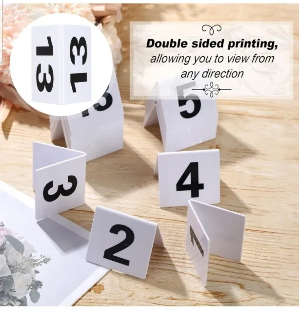 Table Numbers White Acrylic Double Side Numbered Table Tents Restaurant Wedding