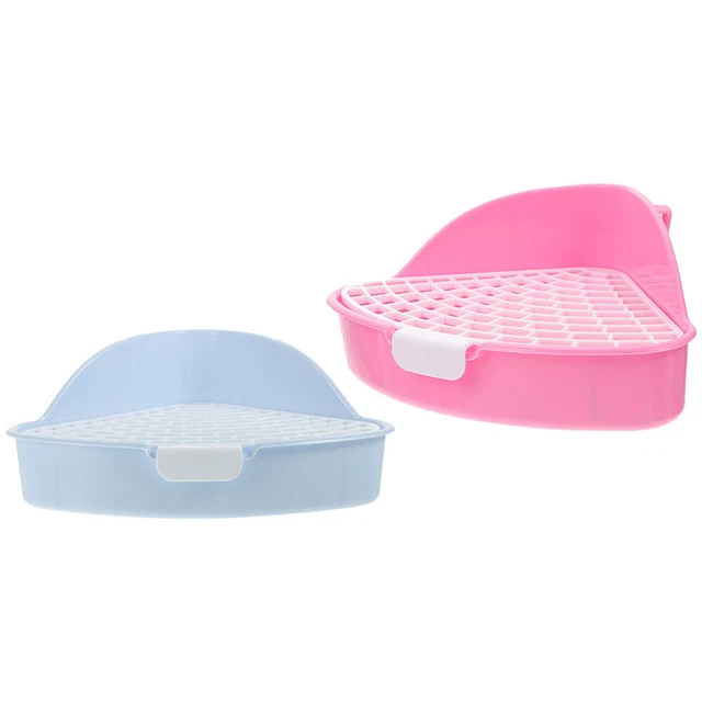2 Pcs Guinea Pig Potty Trainer Corner Cat Litter Tray Small Animal Toilet