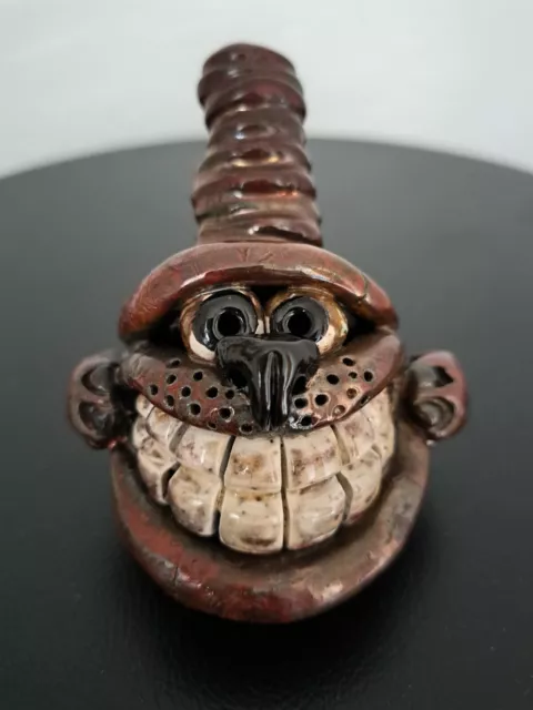 Miniature Toothy Dog Face Jug Signed By Artist Darlene