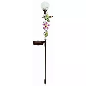 Solar Stake Light, Color-Changing Ball With Hummingbird -830-1430