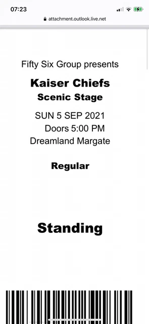 Kaiser Chief Tickets- Dreamland 5th September  4 Tickets Will Split. Emailticket