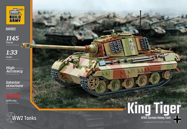 Build Army King Tiger (Tiger II) In Camo 1:33 Brick Model 1145pcs B018 – Jadlam Toys & Models