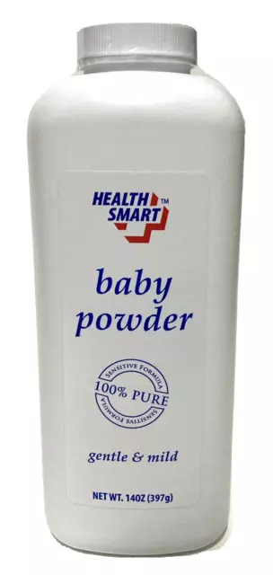 2 Health Smart Baby Powder 100% Pure Sensitive Formula Talc Talcum 14oz Lot of 2 2