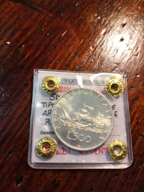 500 lire in Argento del 1970 Caravelle periziata Fdc Proof