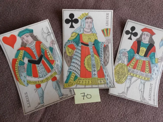 ♣️ Ancien jeu de cartes : Jeu de 52 cartes ,en pied , Vert , de 1850