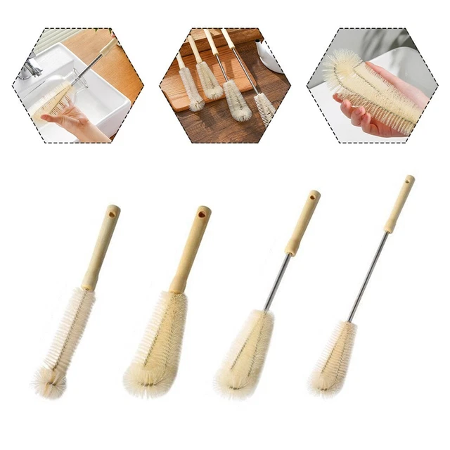 Lot 10 Brosses Nettoyage Bouteilles + 1 Brosse Fendue - Pour Cols étroits, Pailles, Tuyaux - Blanc