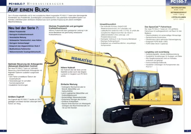 Komatsu PC160LC-7 Hydraulikbagger Prospekt 2003 5/03 D Raupenbagger brochure 3