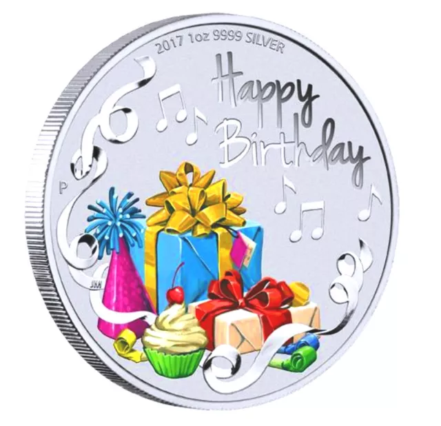 2017 Australia Happy Birthday 1oz $1 Silver dollar Coin Colorized
