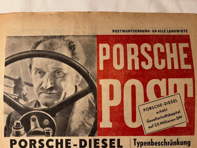 Prospekt / Faltblatt von PORSCHE-Diesel Traktoren / Schleppern „Porsche Post“